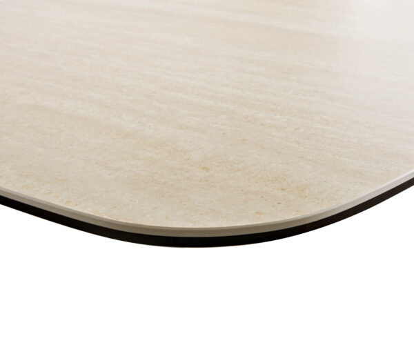 Étkezőasztal Edge hajóformájú 240x120 kerámia travertin természetes V alakú láb laposacél fekete - Image 5