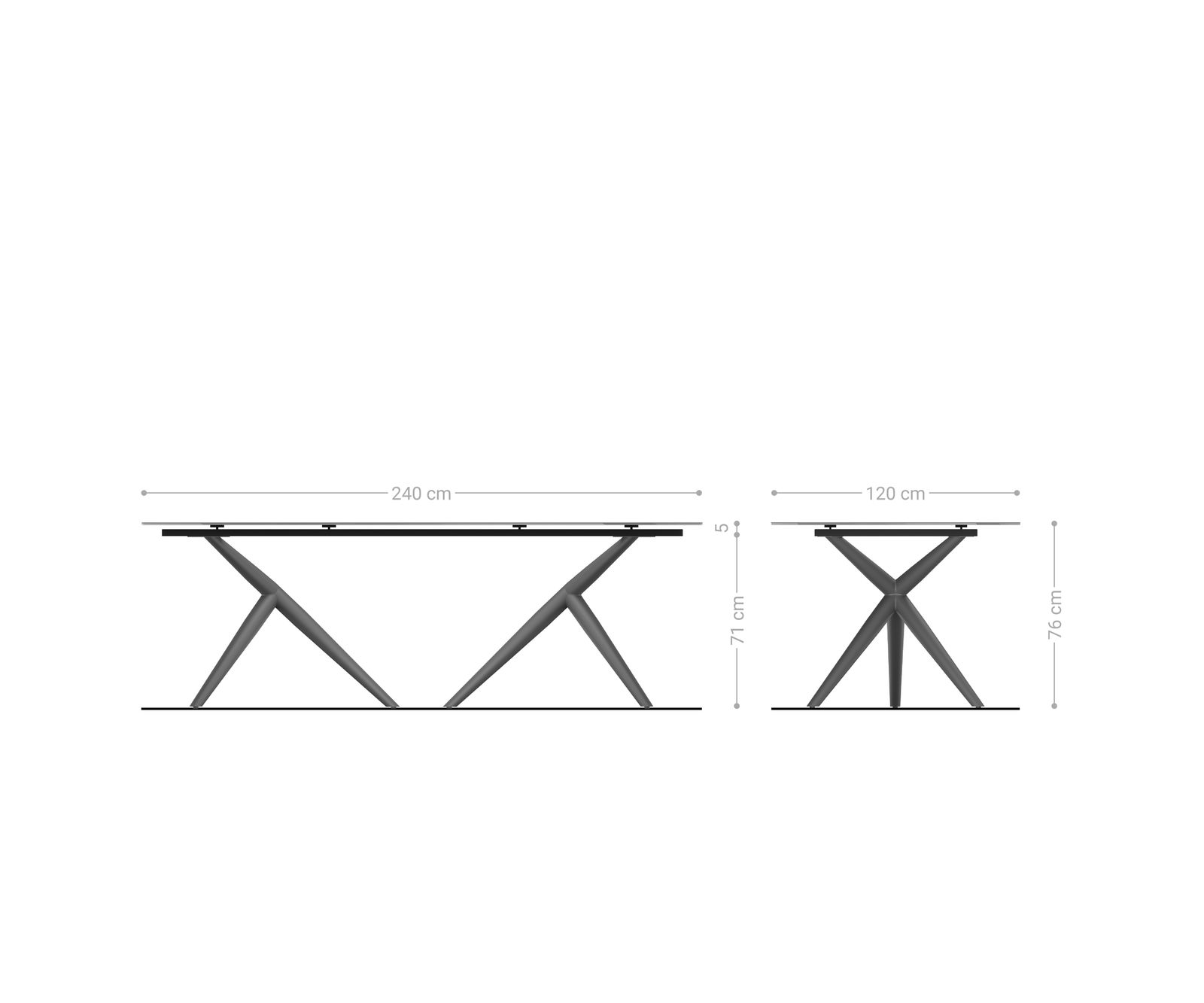 Étkezőasztal Edge hajóformájú 240x120 kerámia iris FMG Patagonia Lappato Estelar kerek fém effekt felület titán - Image 7