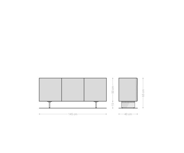 Komód New Live-Edge 145 cm tölgy természetes 3 ajtós üveg láb - Image 9