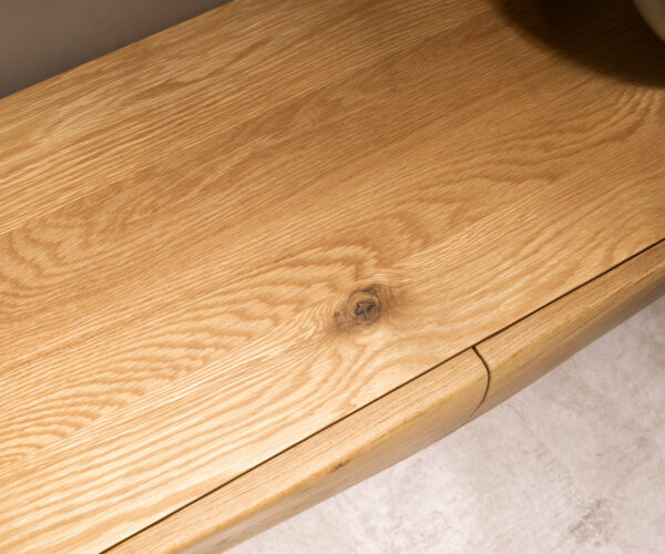 Komód New Live-Edge 145 cm tölgy természetes 3 ajtós "L" alakú fém láb fekete - Image 6