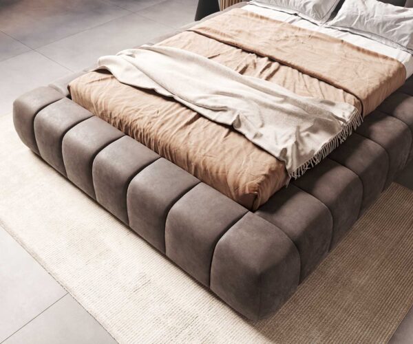 Kárpitozott ágy Cutio 140x200 cm mikroszálas taupe vintage - Image 6