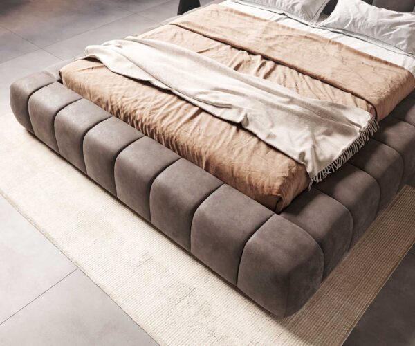 Kárpitozott ágy Cutio 180x200 cm mikroszálas taupe vintage - Image 6