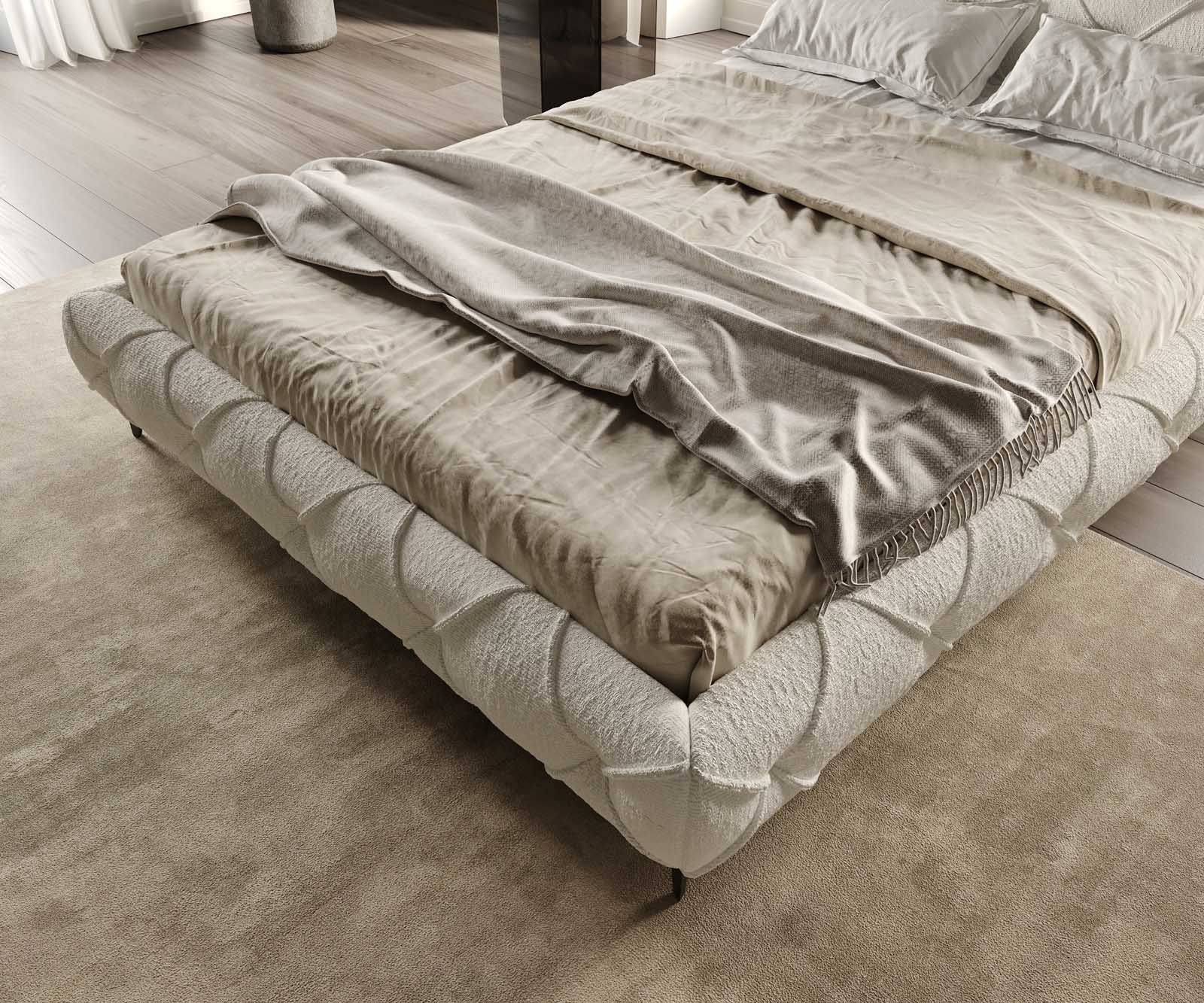 Kárpitozott ágy Nayara 140x200 cm bouclé krémfehér - Image 7