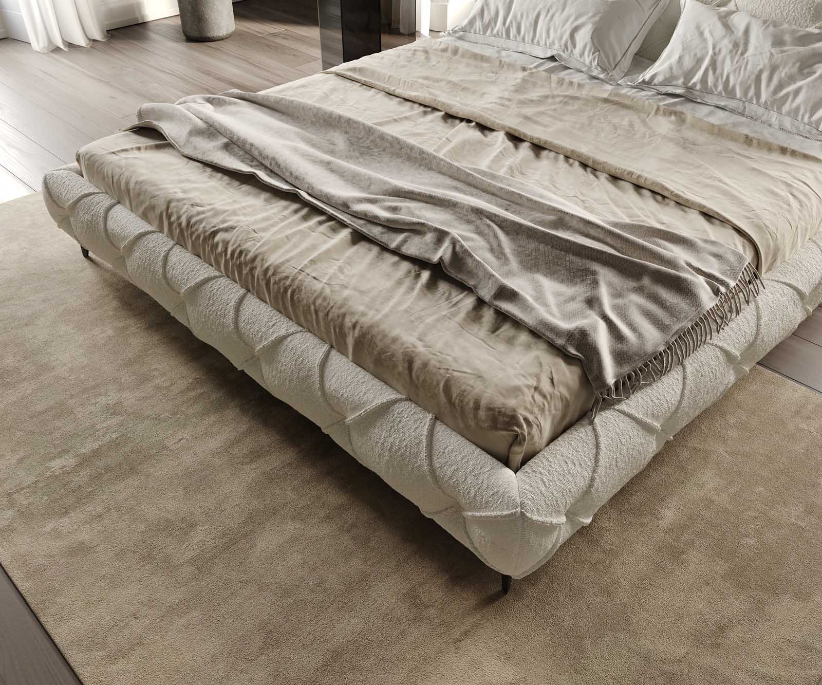 Kárpitozott ágy Nayara 180x200 cm bouclé krémfehér - Image 7