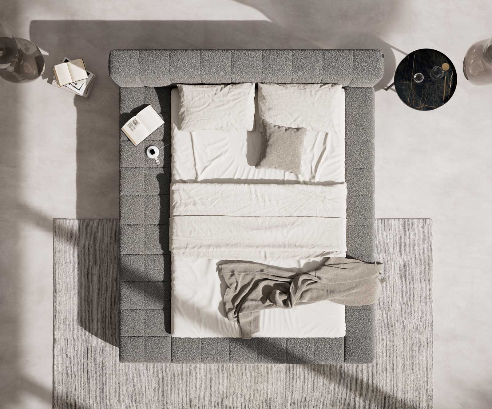 Kárpitozott ágy Espazio 140x200 cm bouclé ezüstszürke tárolóhellyel - Image 6