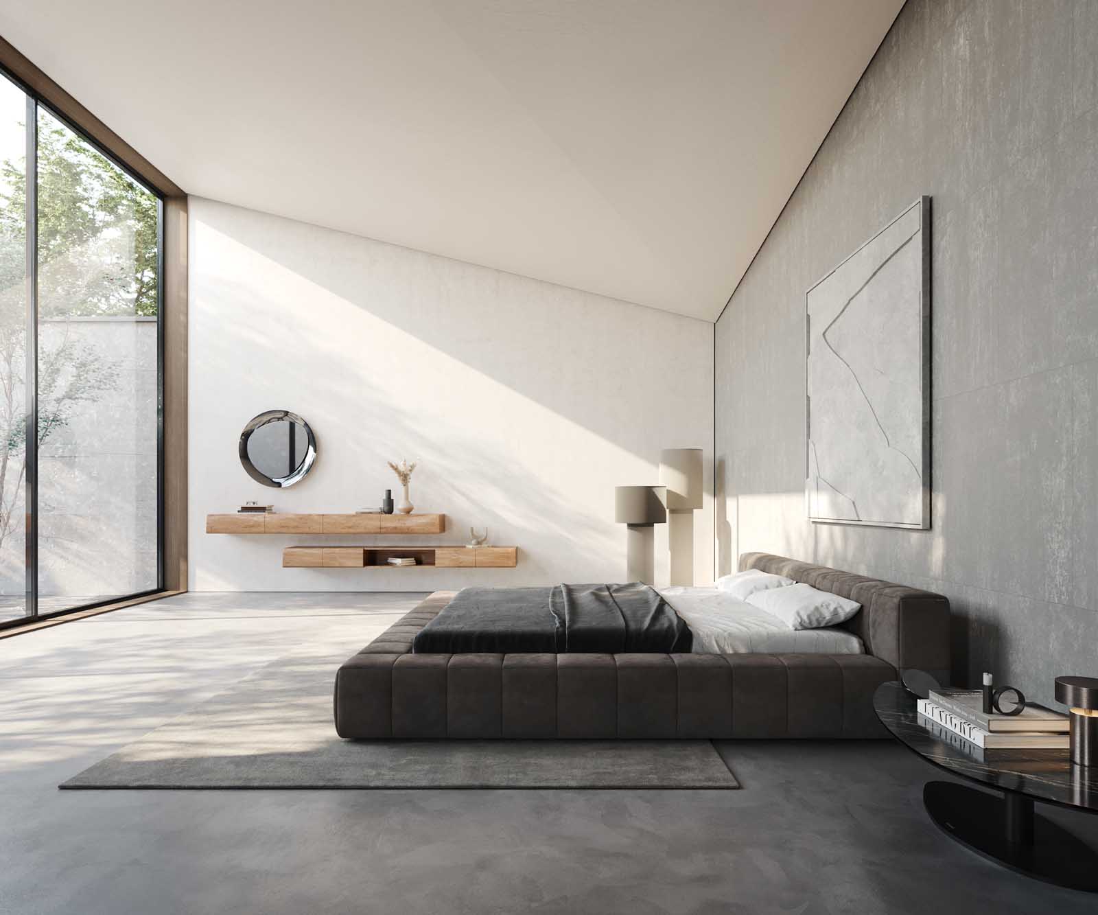 Kárpitozott ágy Espazio 180x200 cm mikroszálas taupe vintage tárolóhellyel - Image 6