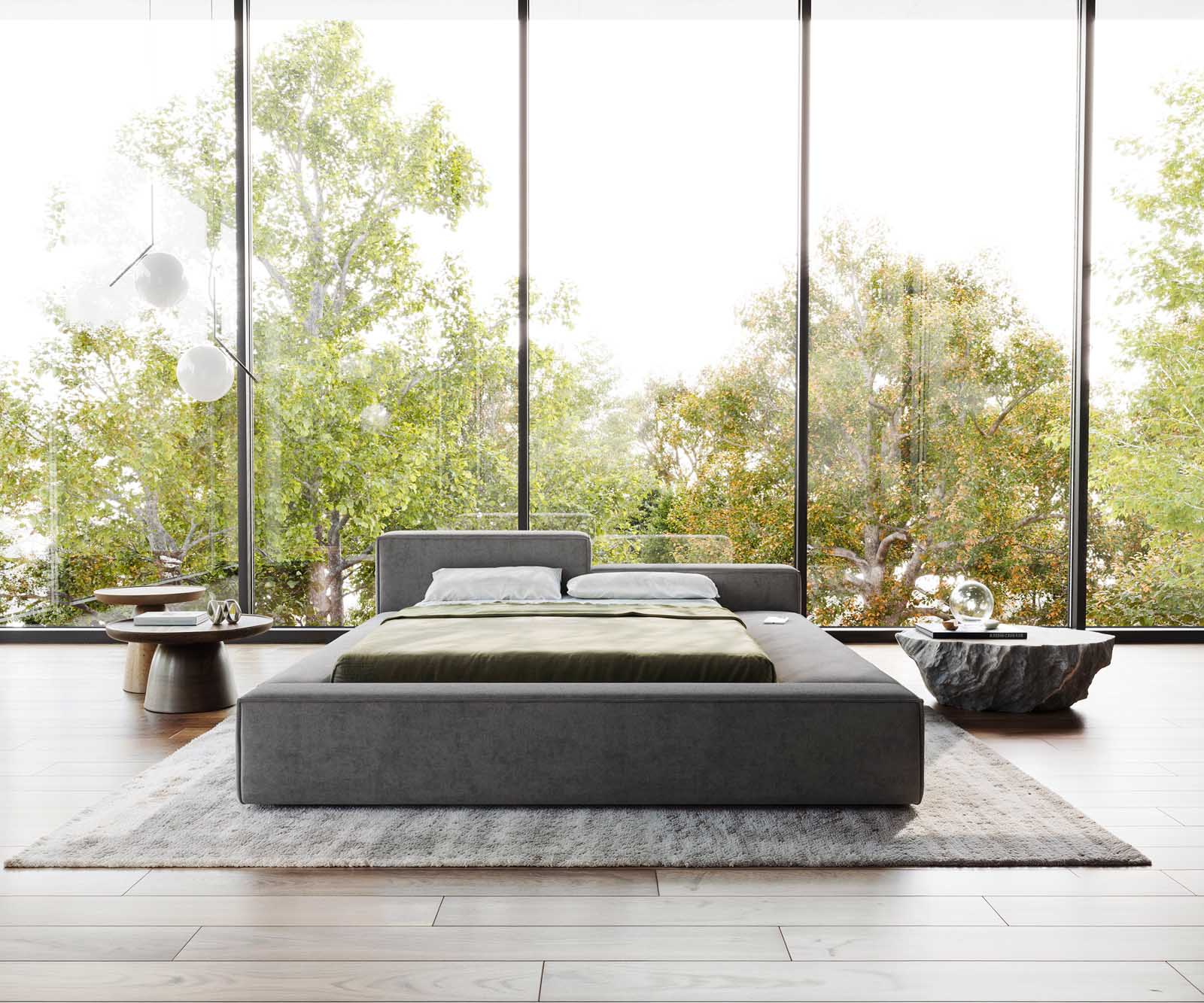 Kárpitozott ágy Kalinea 140x200 cm mikroszálas szürke - Image 3