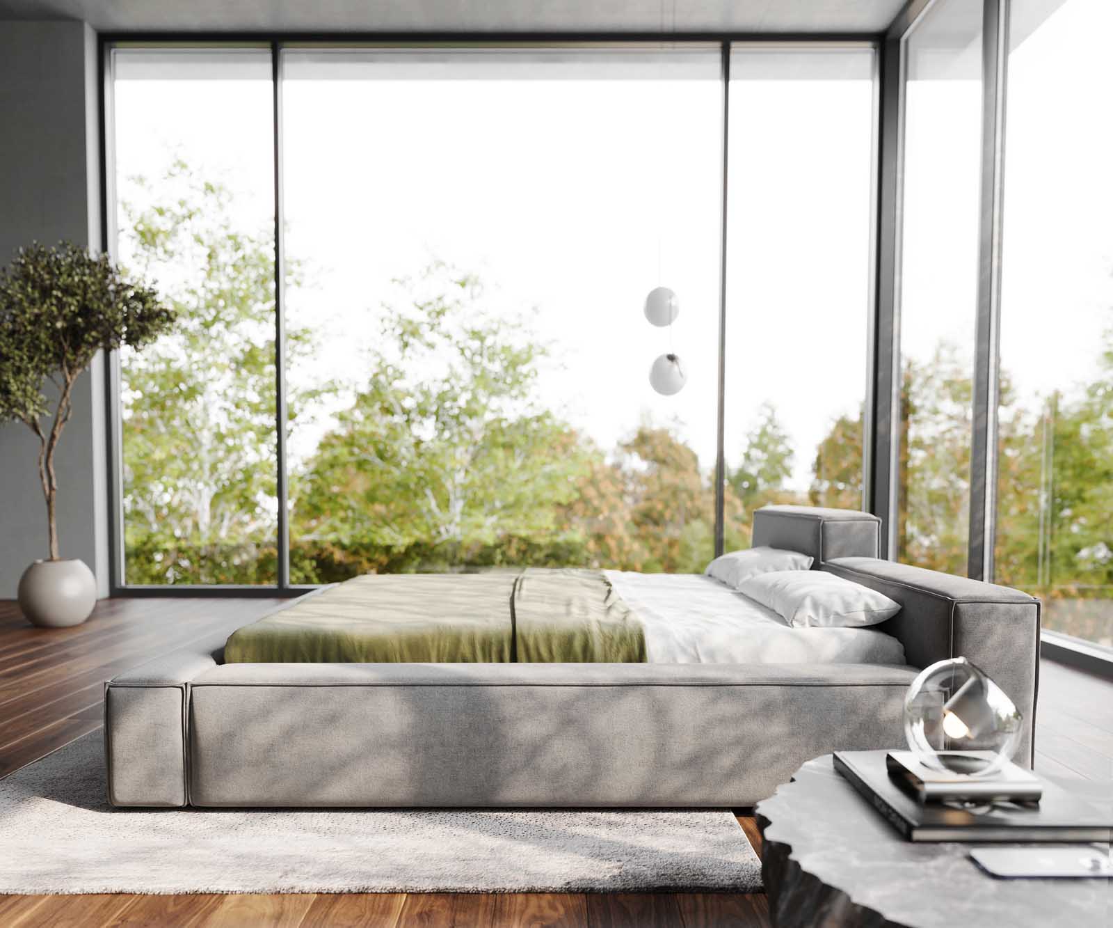 Kárpitozott ágy Kalinea 140x200 cm mikroszálas szürke - Image 5