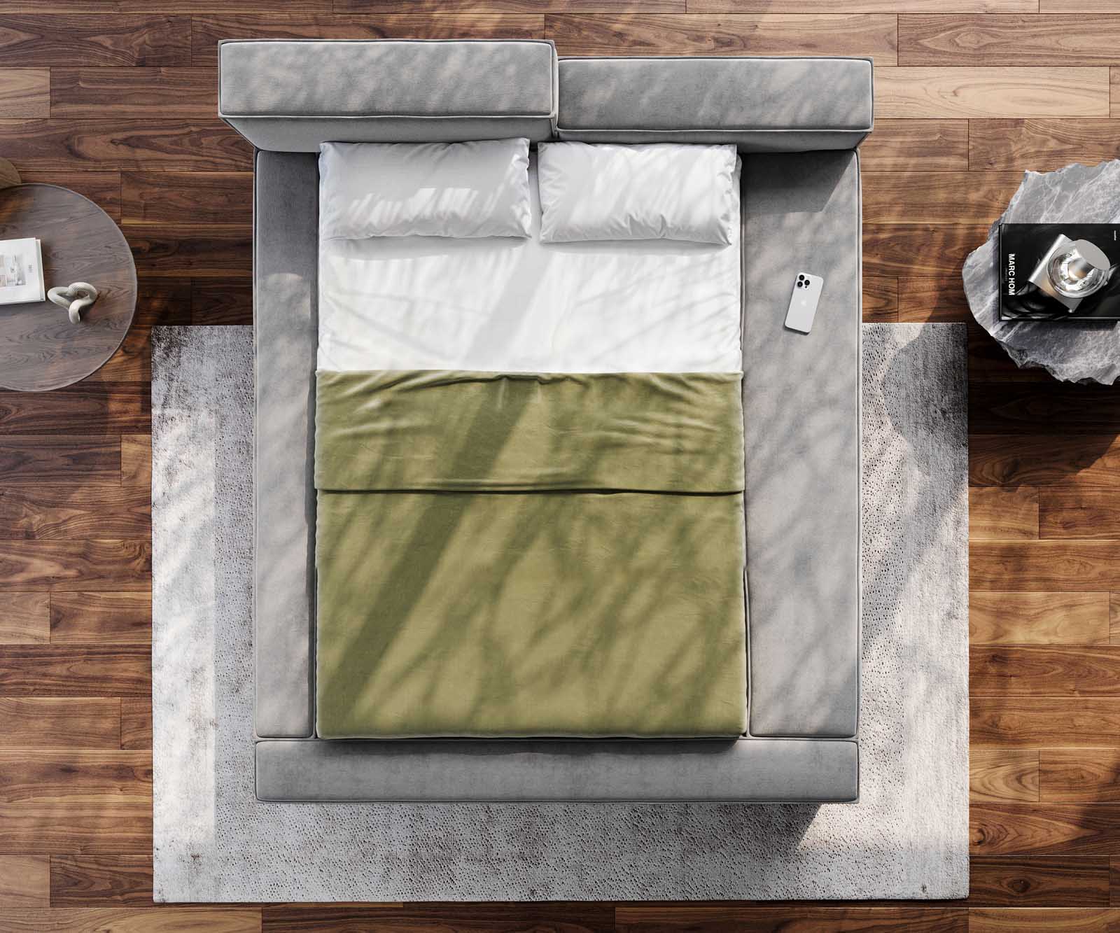 Kárpitozott ágy Kalinea 140x200 cm mikroszálas szürke - Image 6