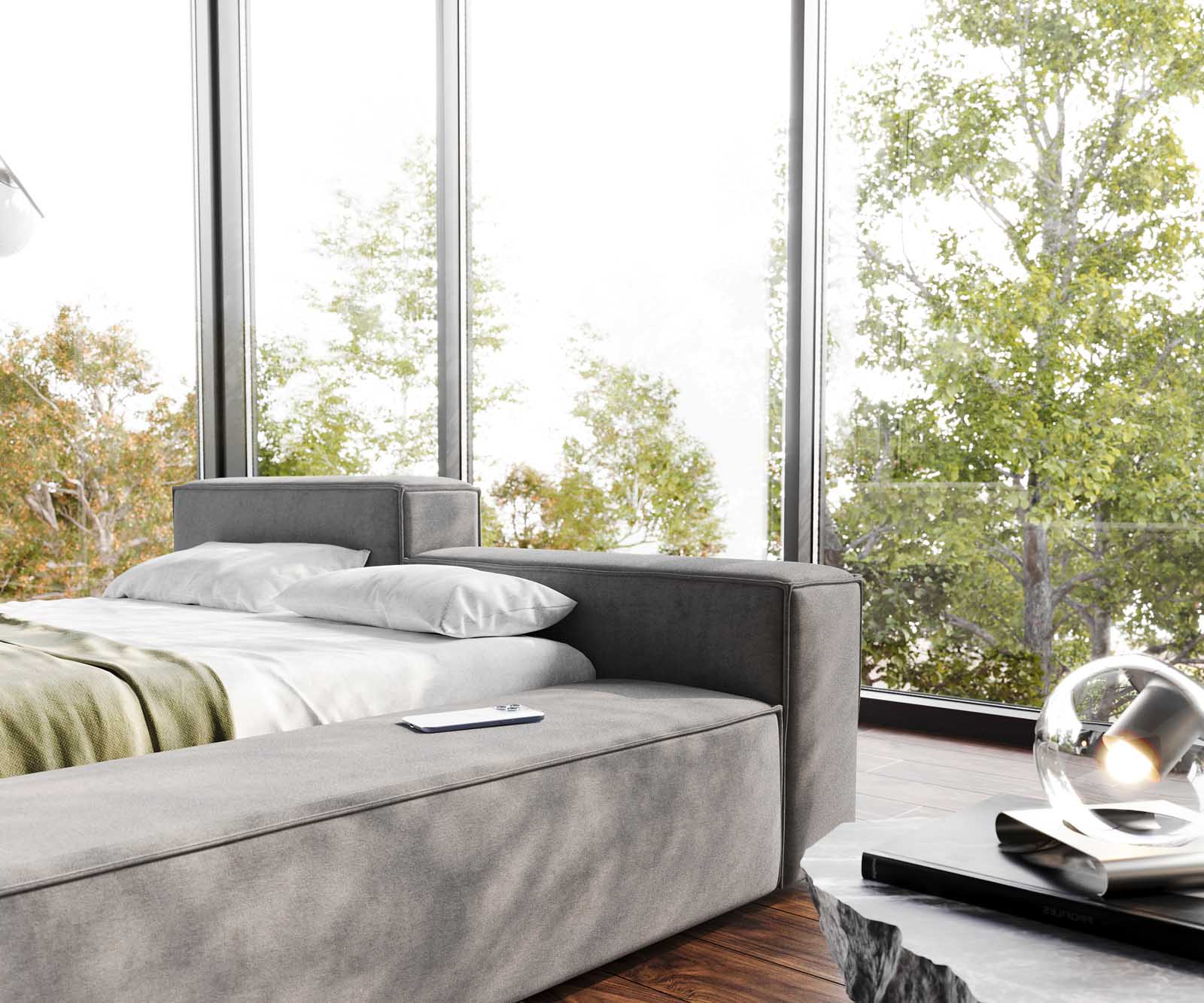 Kárpitozott ágy Kalinea 140x200 cm mikroszálas szürke - Image 7