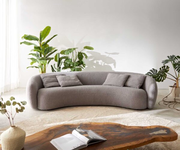 3 ülőhelyes kanapé Larna 260x120 cm bouclé ezüstszürke - Image 2