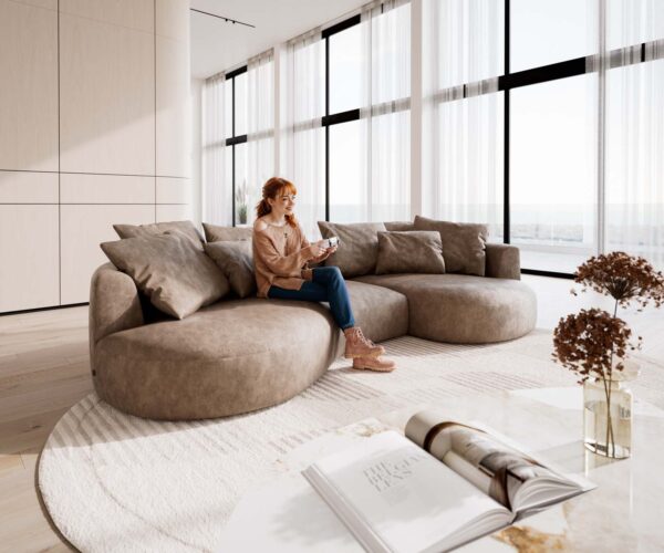 Kanapé Edina 330x170 cm mikroszálas taupe vintage