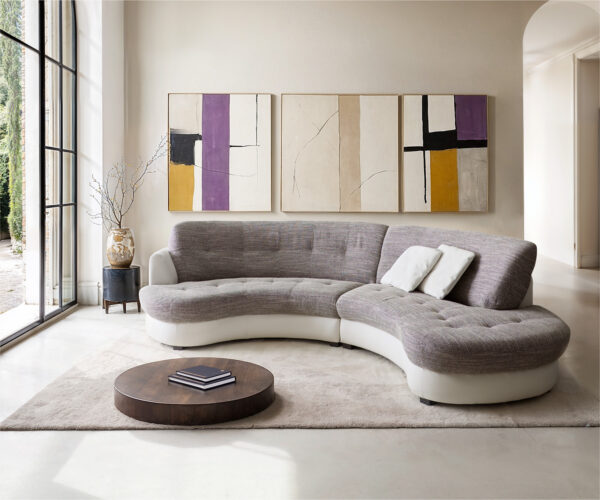 Kanapé Napoli 300x95 cm fehér világosszürke párnákkal
