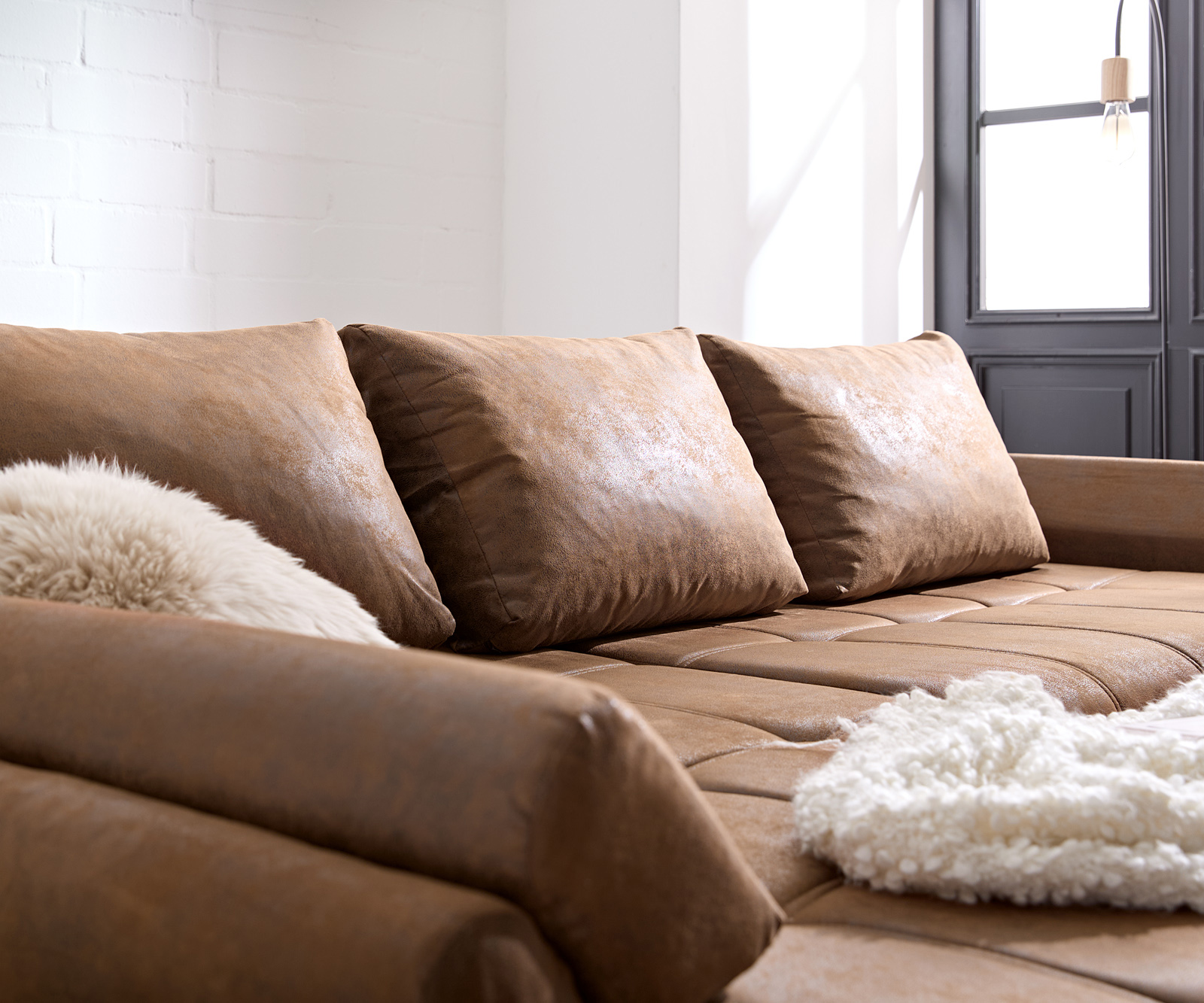 Sarokkanapé Loana 275x185 cm barna alvó funkcióval - Image 7