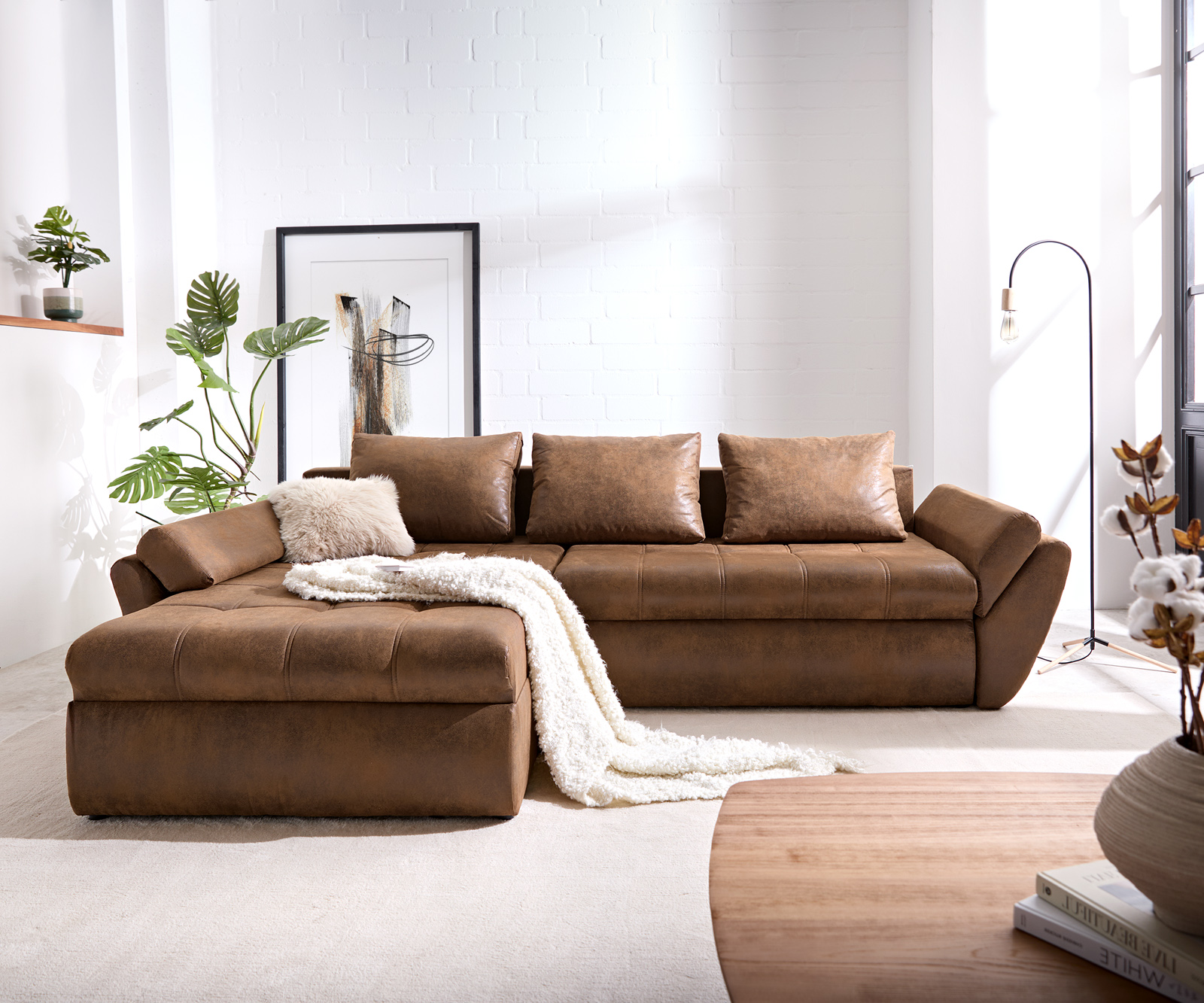 Sarokkanapé Loana 275x185 cm barna alvó funkcióval - Image 2