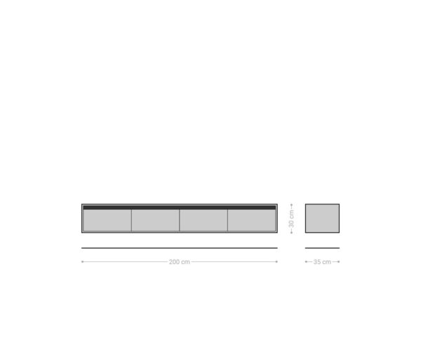 Design TV szekrény Stonegrace 200 cm tölgy természetes pala 4 fiókos lebegő - Image 7