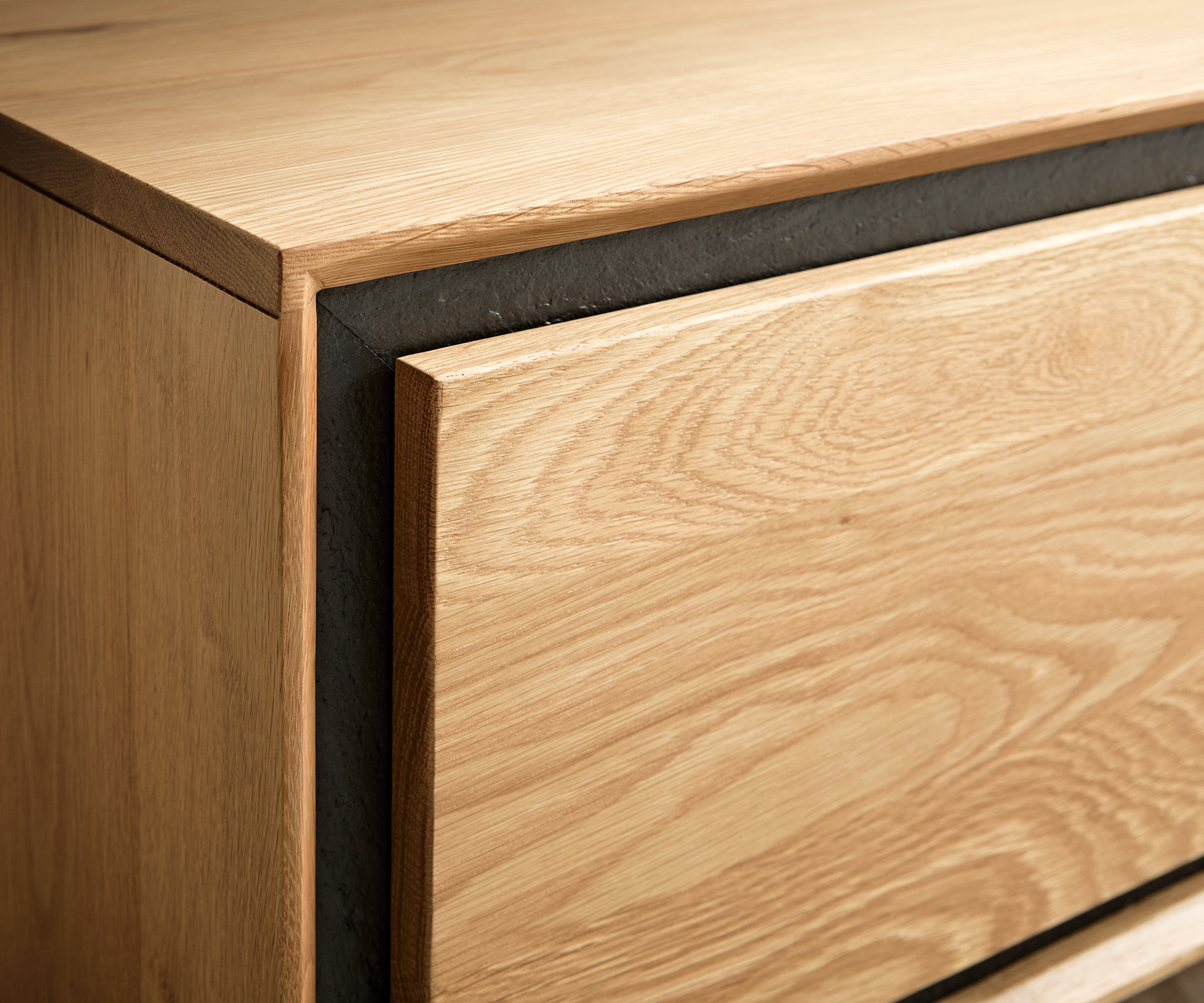 TV szekrény Stonegrace 240 cm tölgy természetes 2 ajtós 1 rekeszes 2 fiókos kőfurnér lebegő - Image 7