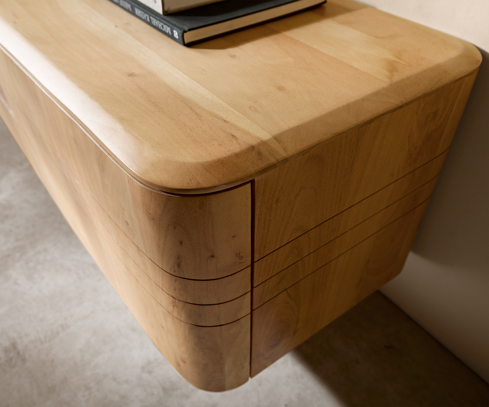 TV szekrény Nagaru 220 cm akác aura 4 ajtós lebegő - Image 5