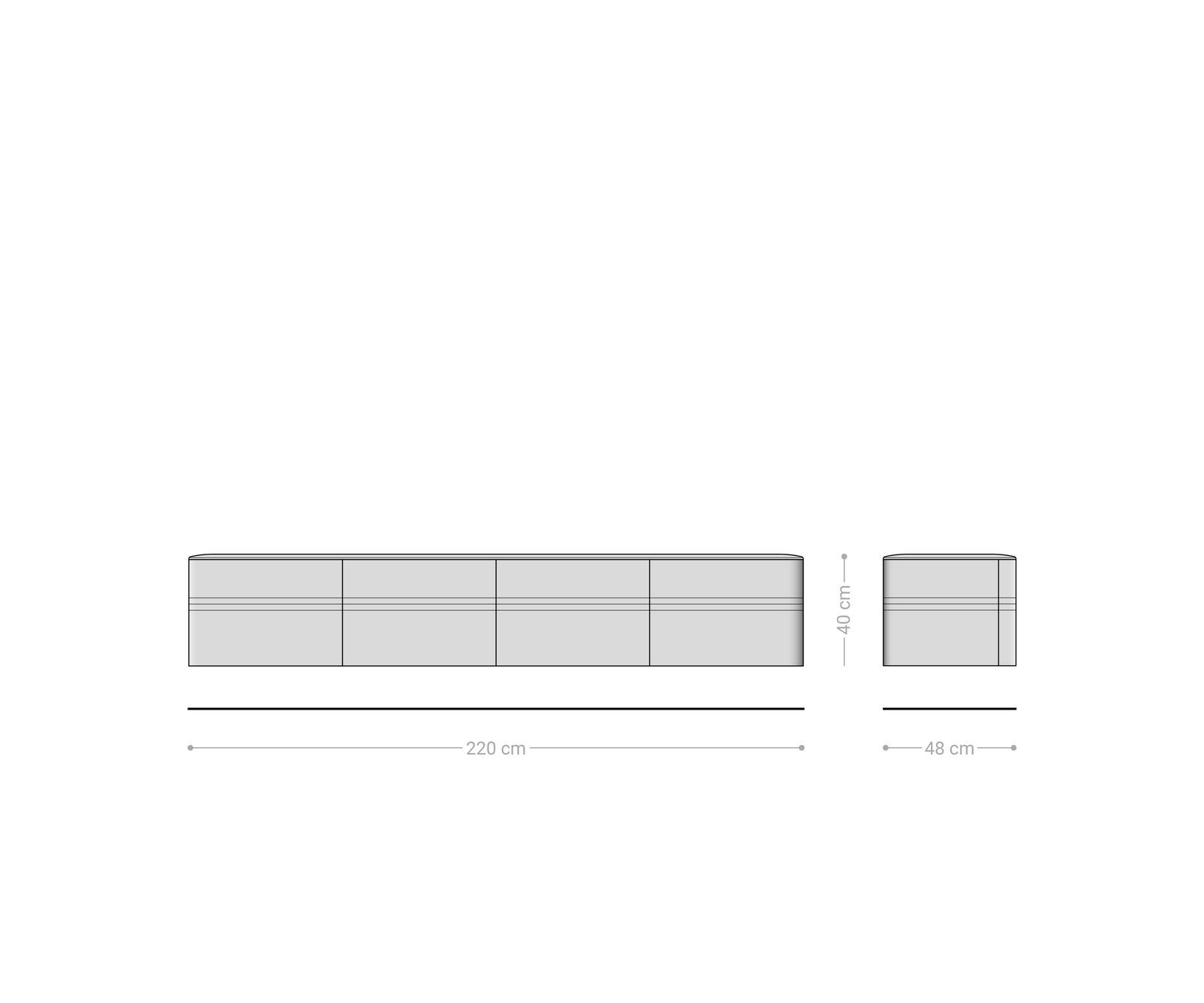 TV szekrény Nagaru 220 cm akác aura 4 ajtós lebegő - Image 8