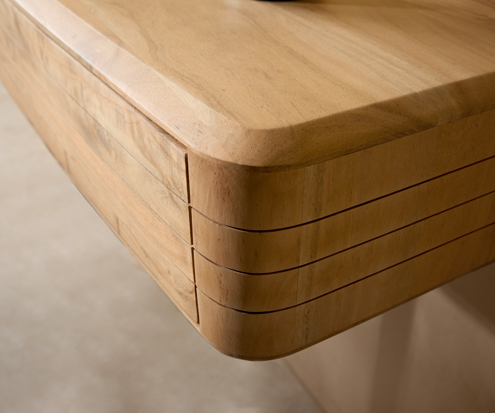 Konzolasztal Nagaru 125x40 cm akác aura 2 fiókos lebegő - Image 5