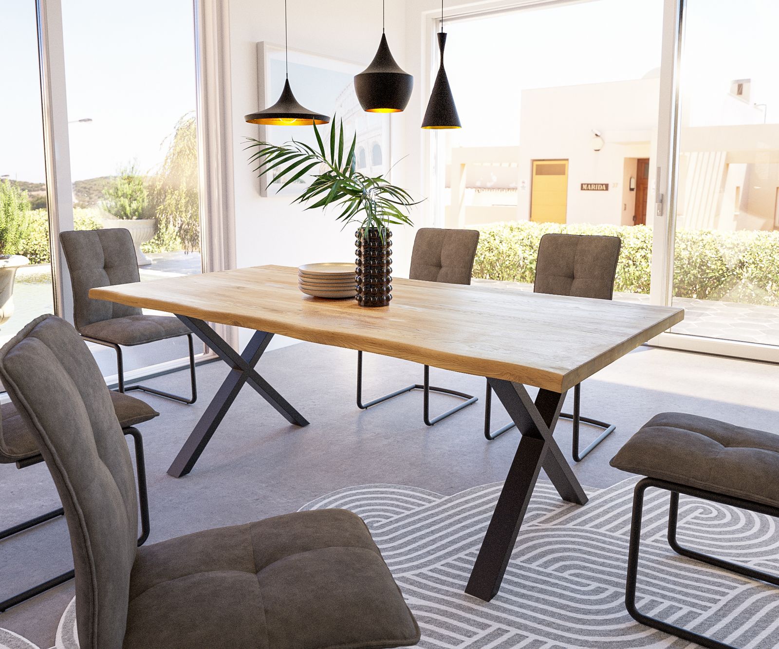 Láb X alakú fém fekete (2 darabos készlet) - Image 2