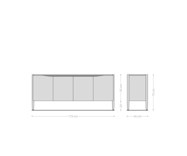 Komód Simcha 175 cm akác természetes 4 ajtós - Image 7