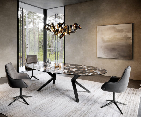 Étkezőasztal Edge ovális 280x130 kerámia iris FMG agatablack Zenthara szögletes fém fekete - Image 5