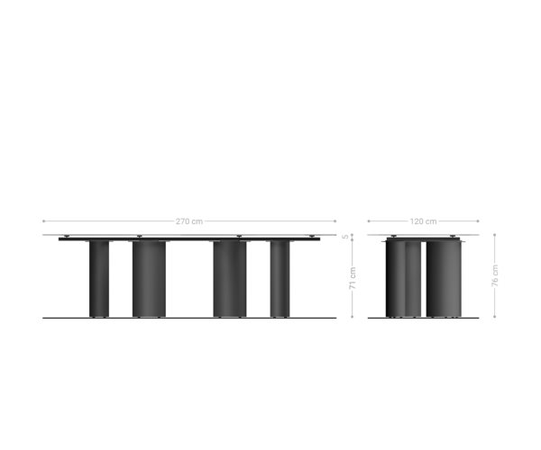 Étkezőasztal Edge hajóformájú 270x120 kerámia iris FMG Onice Grigio Pilier fém titán effekt felület - Image 8