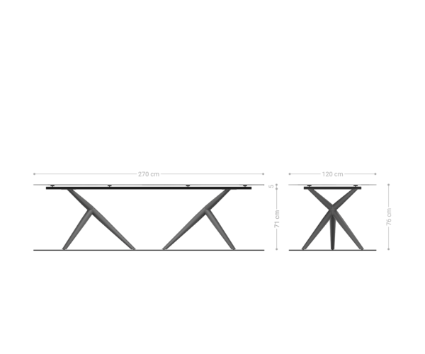 Étkezőasztal Edge hajóformájú 270x120 cm kerámia iris FMG onice grigio estelar kerek rozsdamentes acél - Image 8