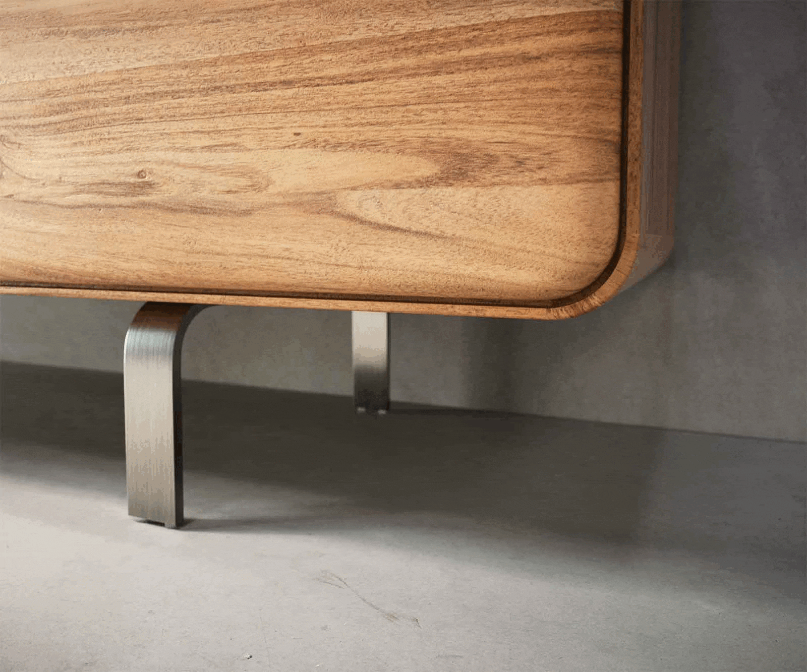 Komód Anaya 145 cm akác természetes 3 ajtós L-láb rozsdamentes acélból - Image 7