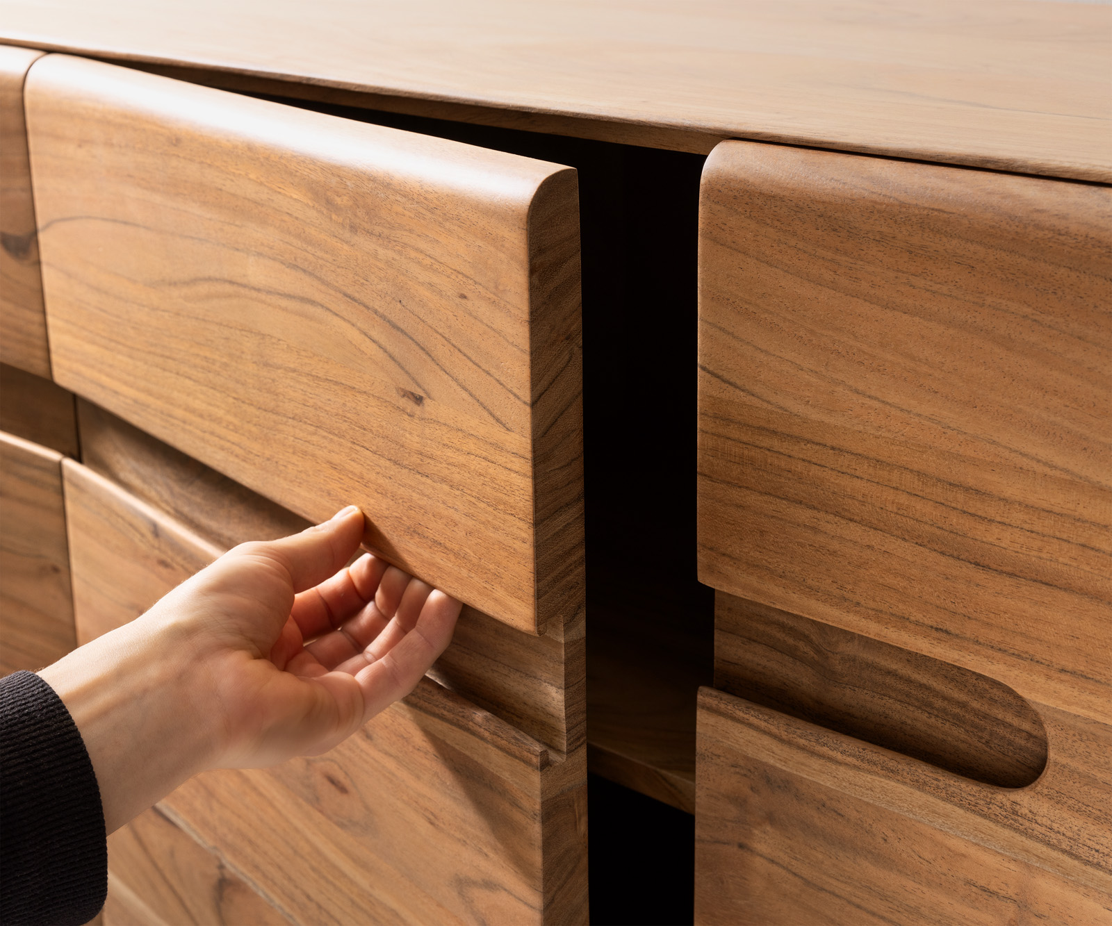 Komód Anaya 175 cm akác természetes 4 ajtós L-láb rozsdamentes acél - Image 6