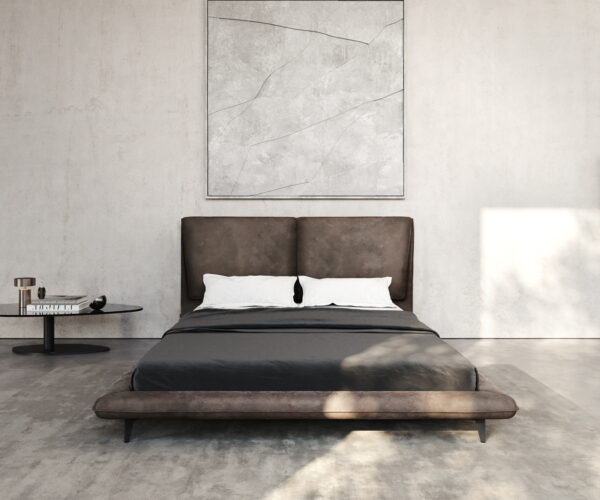 Kárpitozott ágy Cusino 140x200 cm mikroszálas taupe vintage - Image 2