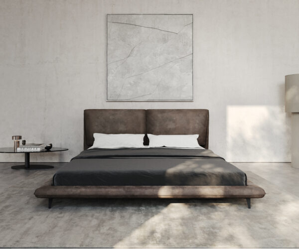 Kárpitozott ágy Cusino 180x200 cm mikroszálas taupe vintage - Image 2