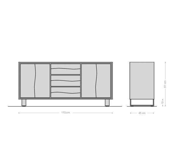 Komód Live-Edge 170 cm tölgy természetes 3 fiók 4 ajtó - Image 10