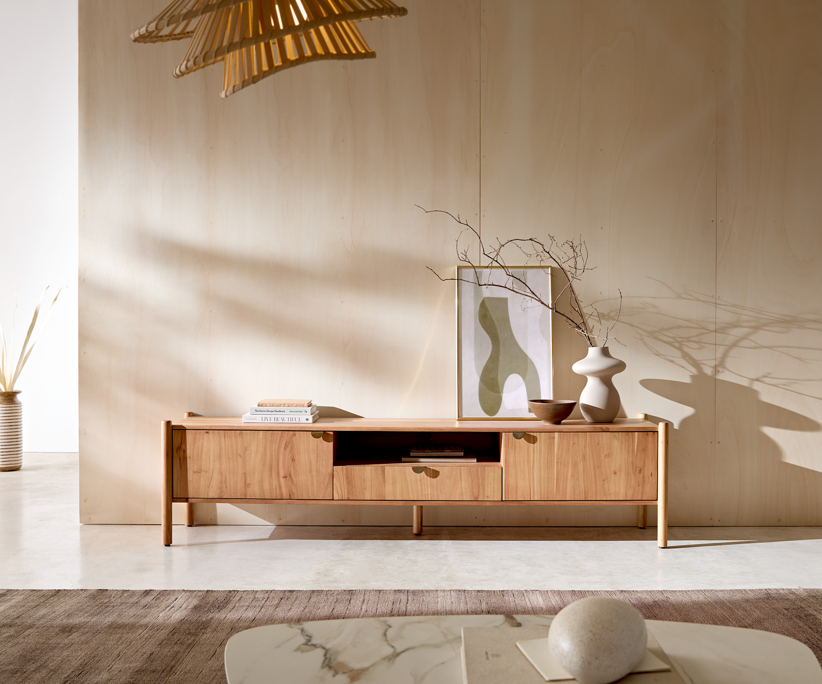 TV szekrény Caius 175 cm akác aura 2 ajtós 1 fiókos 1 rekeszes - Image 2