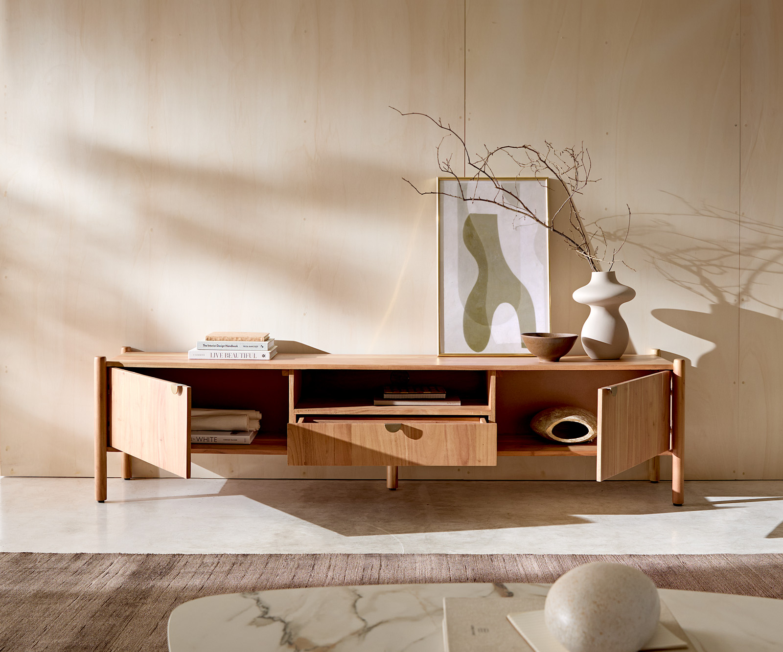 TV szekrény Caius 175 cm akác aura 2 ajtós 1 fiókos 1 rekeszes - Image 4