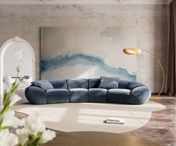 Nagy kanapé Lunna 360x175 cm senil kék 2 párna - Image 2