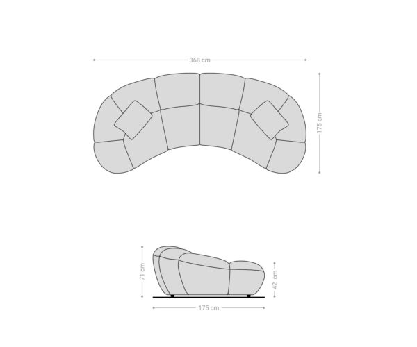 Nagy kanapé Lunna 360x175 cm senil kék 2 párna - Image 9