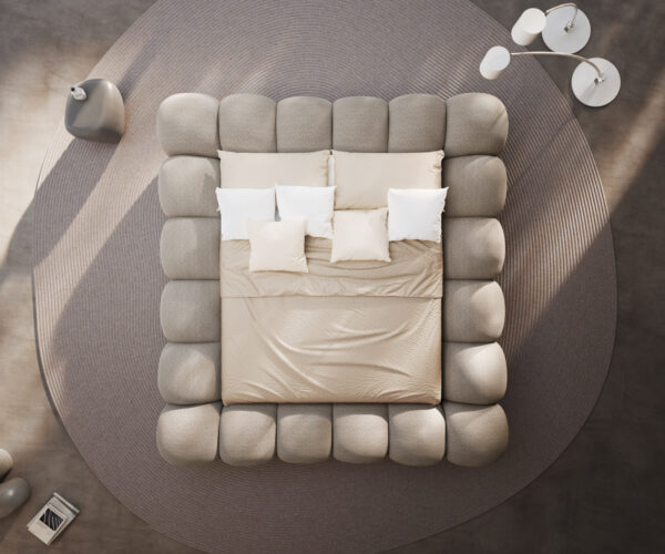 Kárpitozott ágy Perlla 180x200 cm bouclé taupe - Image 6