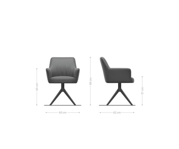 Étkezőszék Xana-Flex kényelmes karfákkal mikroszálas antracit vintage kereszt láb széles fekete 360° forgatható hintamechanizmus zsákrugós matraccal - Image 6