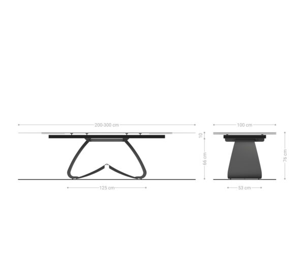 Étkezőasztal Edge 200-300x100 kerámia Laminam® Emperador Extra Lucidato sötétbarna W alakú láb fekete kihúzható - Image 7