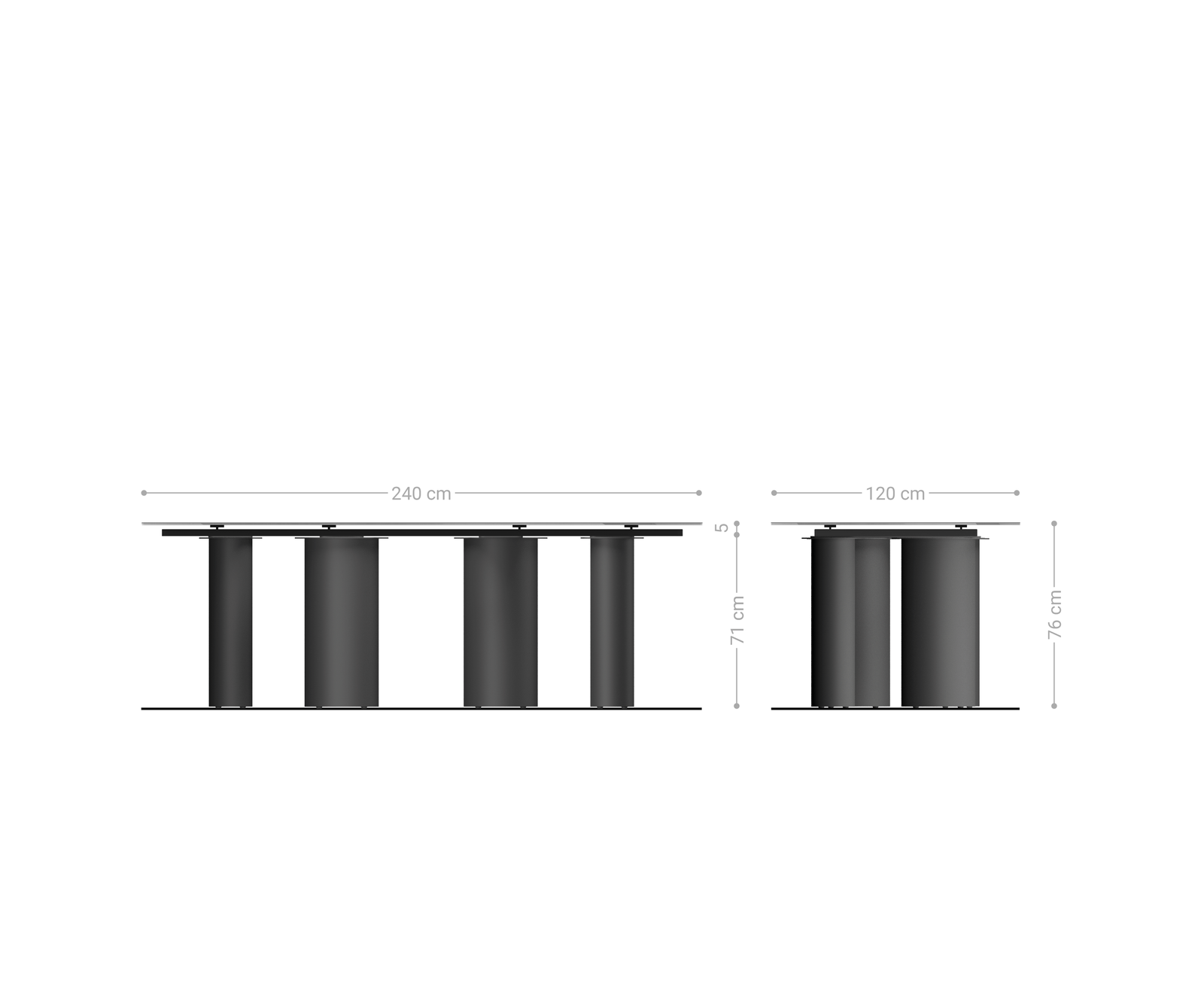 Étkezőasztal Edge hajóformájú 240x120 domborított üveg gyöngyház 3D design Pilier fém fehér - Image 6