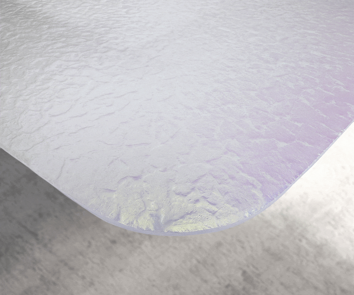 Étkezőasztal Edge hajóformájú 240x120 domborított üveg gyöngyház 3D design Zenthara szögletes fém fehér - Image 3