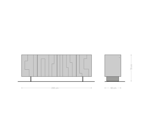 Komód Taka 200 cm metál arany 4 ajtós akril láb - Image 6