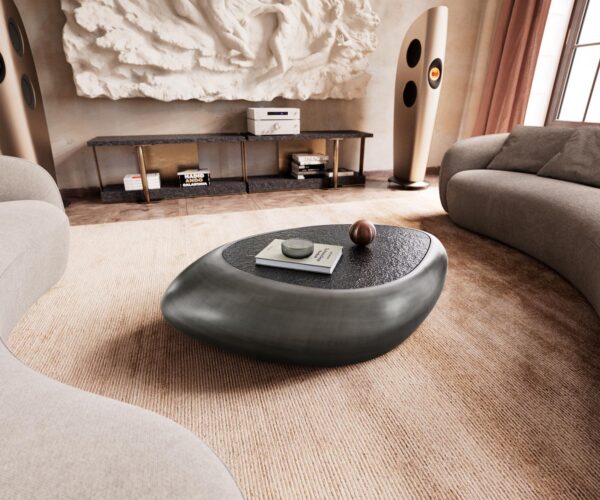 Dohányzóasztal Sagana 120x80 cm metál ezüst domborított üveg szürke