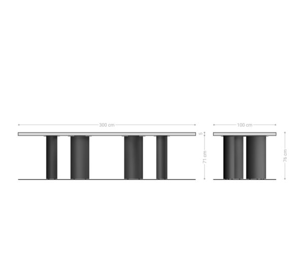 Étkezőasztal Edge 300x100 XL akác platina Troa rozsdamentes acél grafit Live-Edge - Image 8