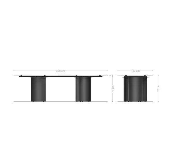 Étkezőasztal Edge ovális 280x130 kerámia Laminam® Emperador Extra Lucidato sötétbarna Troa rozsdamentes acél grafit - Image 7