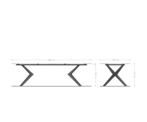 Étkezőasztal Edge ovális 280x130 kerámia Laminam® Emperador Extra Lucidato sötétbarna Zenthara szögletes fém fekete - Image 6