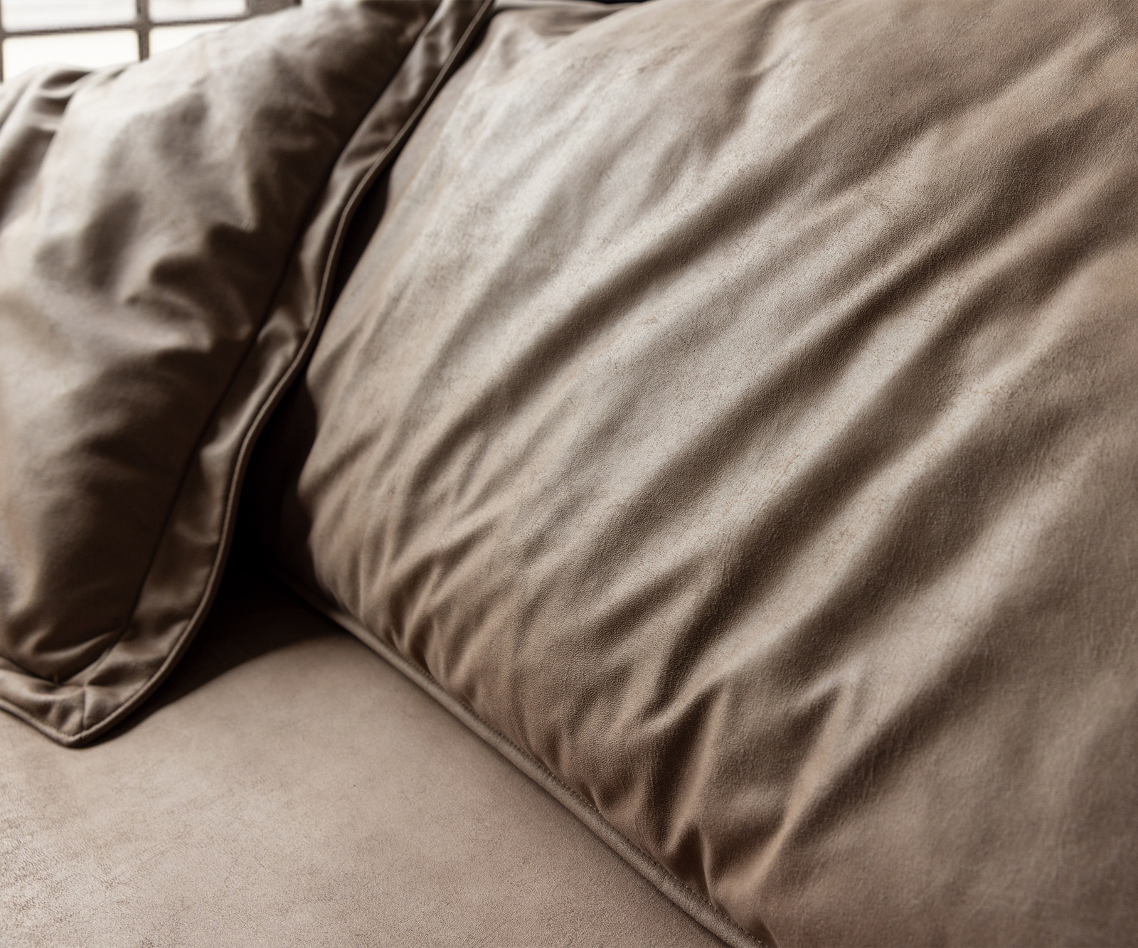 Nagy kanapé Snoosh 400x150 cm mikroszálas sötét bézs vintage rekamié jobb - Image 6