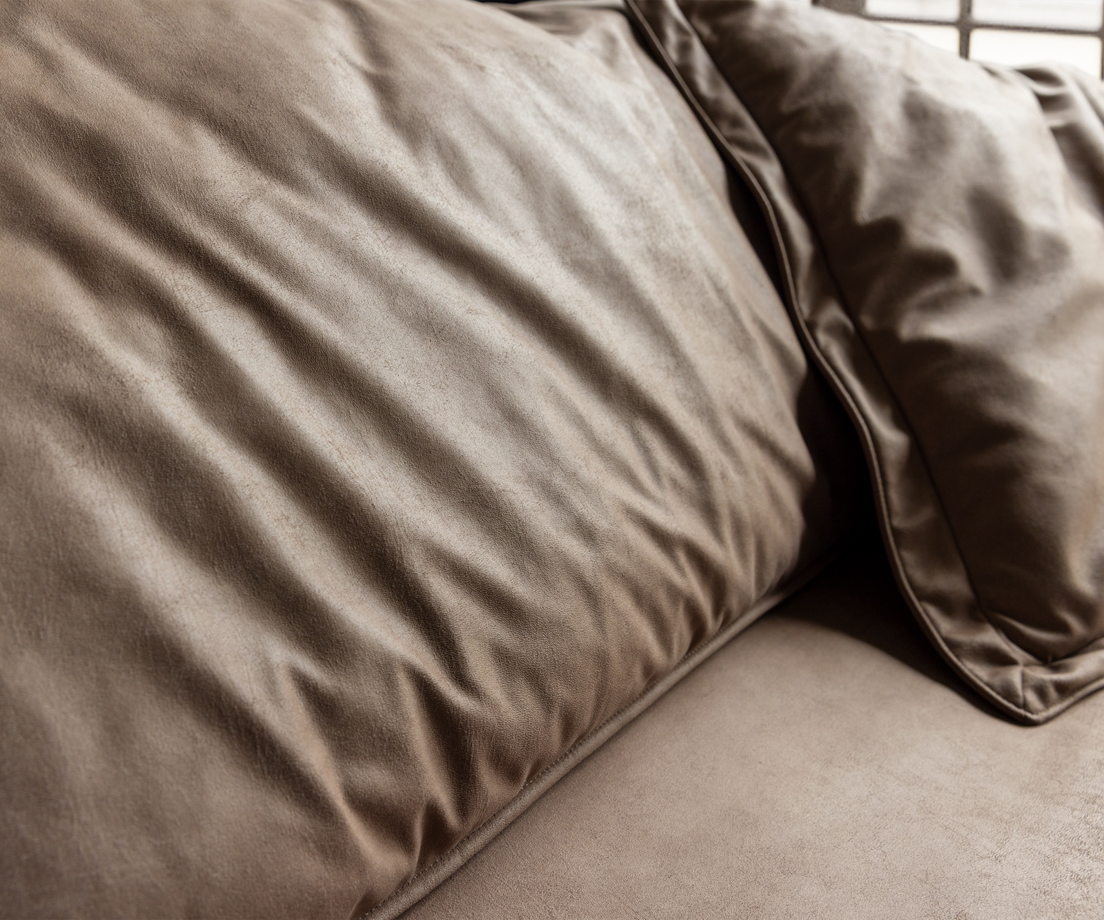 Nagy kanapé Snoosh 400x150 cm mikroszálas sötét bézs vintage bal oldali rekamié - Image 7